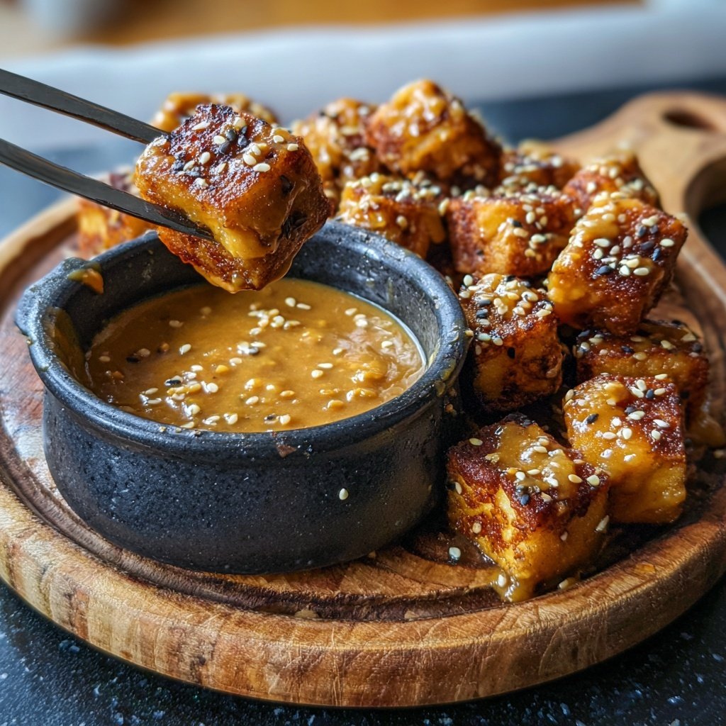 Crispy Tofu Bites with Peanut Sauce