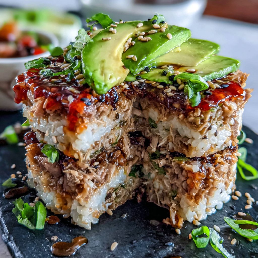 Tuna Rice Cake Stack