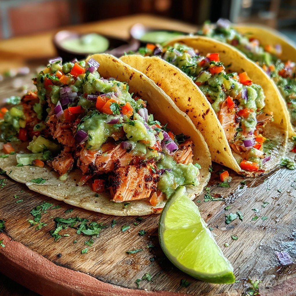 Salmon Tacos with Avocado Salsa