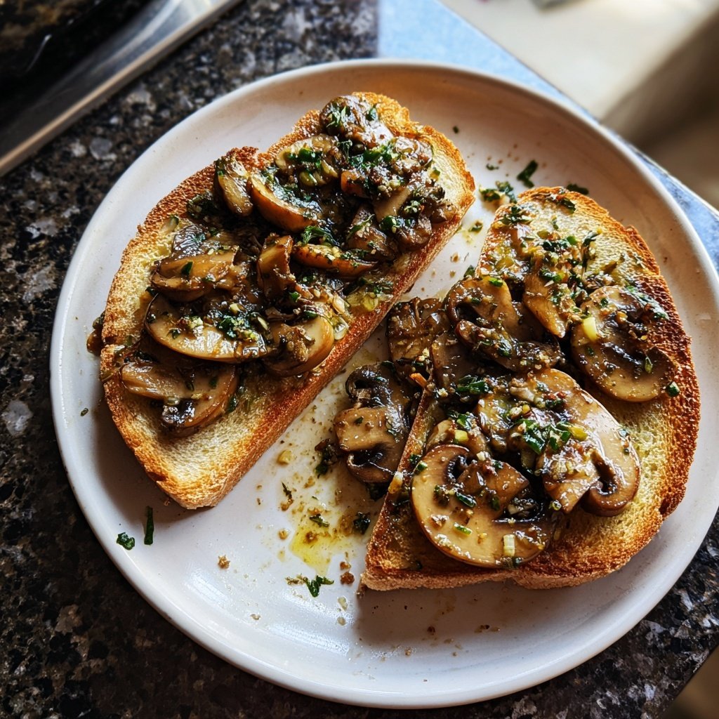 Sautéed Garlic Mushrooms on Toast